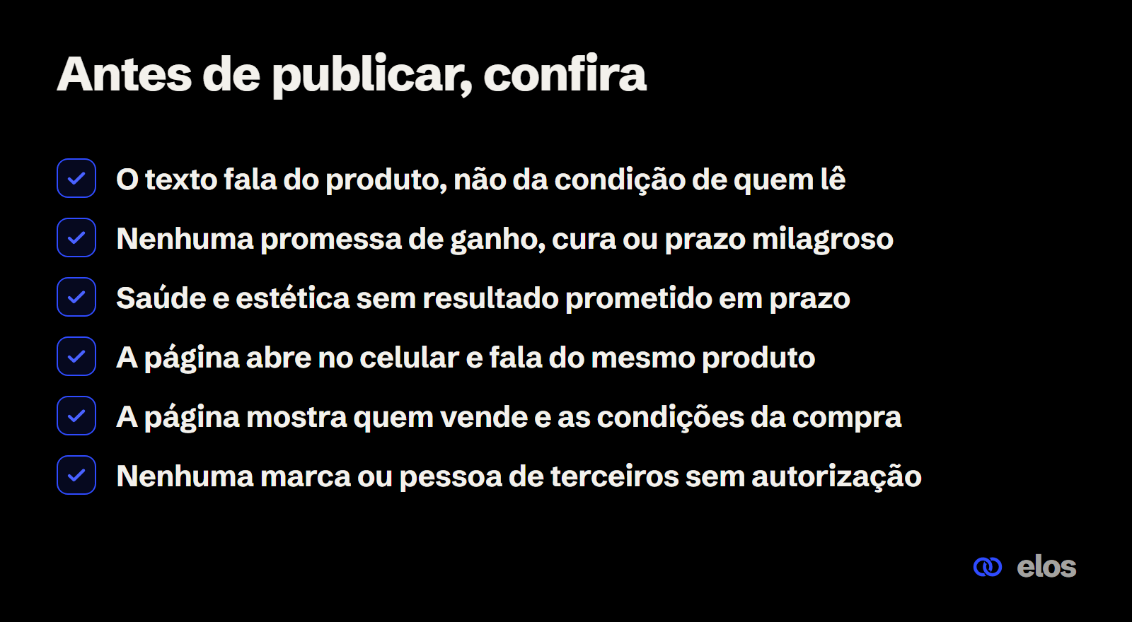 Checklist de publicação para evitar anúncio reprovado no Meta, do texto à página de destino